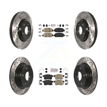 Front Rear Ceramic Pads And Coated Drilled Slotted Disc Brake Rotors Kit For Honda Accord KDA-100584