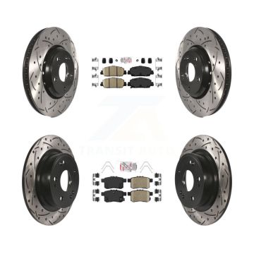 Front Rear Ceramic Pads And Coated Drilled Slotted Disc Brake Rotors Kit For Honda Accord KDA-100585
