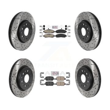 Front Rear Ceramic Pad Drill Slot Brake Rotor Kit For Chevrolet Traverse GMC Acadia Buick KDA-100589
