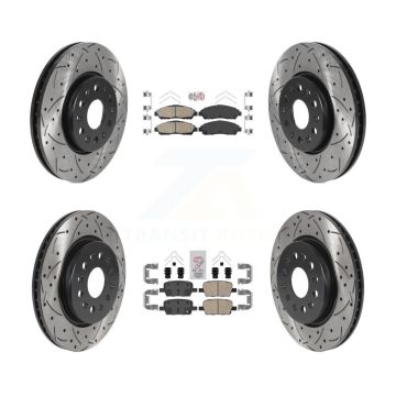 Front Rear Ceramic Pad Drill Slot Brake Rotor Kit For Chevrolet Traverse GMC Acadia Buick KDA-100590