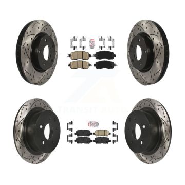 Front Rear Ceramic Pad And Coated Drilled Slotted Disc Brake Rotors Kit For Nissan Altima KDA-100595