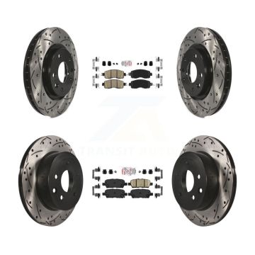 Front Rear Ceramic Pads And Coated Drilled Slotted Disc Brake Rotors Kit For Nissan LEAF KDA-100596