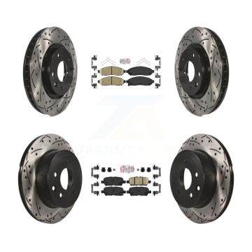 Front Rear Ceramic Pads And Coated Drilled Slotted Disc Brake Rotors Kit For Nissan LEAF KDA-100598