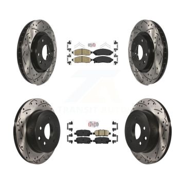 Front Rear Ceramic Pads And Coated Drilled Slotted Disc Brake Rotors Kit For Nissan LEAF KDA-100599
