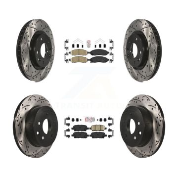 Front Rear Ceramic Pads And Coated Drilled Slotted Disc Brake Rotors Kit For Nissan LEAF KDA-100600