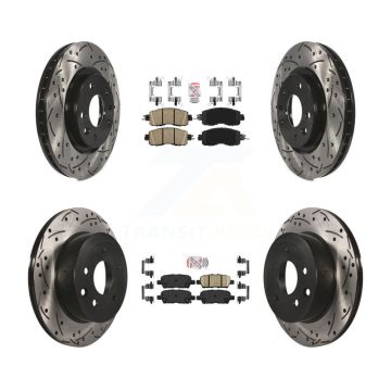 Front Rear Ceramic Pads And Coated Drilled Slotted Disc Brake Rotors Kit For Nissan LEAF KDA-100603