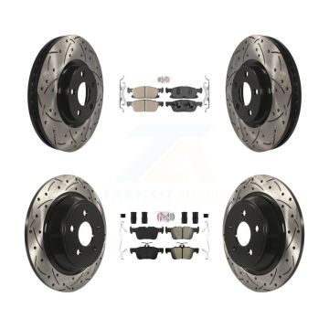 Front Ceramic Rear Semi-Metallic Pad Drilled Slot Brake Rotor Kit For Lincoln Continental KDA-100610