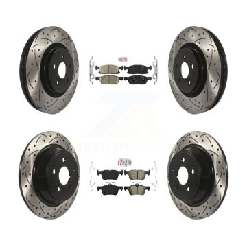 Front Ceramic Rear Semi-Metallic Pad Drill Slot Brake Rotor Kit For Ford Edge Lincoln MKX KDA-100611