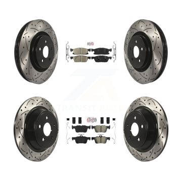 Front Ceramic Rear Semi-Metallic Pad Drill Slot Brake Rotor Kit For Ford Edge Lincoln MKX KDA-100612