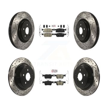 Front Ceramic Rear Semi-Metallic Pad Drill Slot Brake Rotor Kit For Ford Edge Lincoln MKX KDA-100613