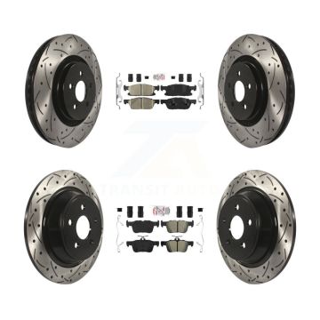 Front Ceramic Rear Semi-Metallic Pad Drill Slot Brake Rotor Kit For Ford Edge Lincoln MKX KDA-100614