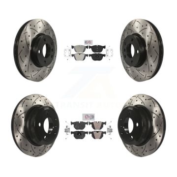 Front Rear Semi-Metallic Pad & Coated Drilled Slotted Disc Brake Rotors Kit For BMW X5 X6 KDA-100615