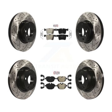 Front Rear Semi-Metallic Pad & Coated Drilled Slotted Disc Brake Rotors Kit For BMW X3 X4 KDA-100616