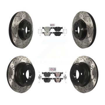 Front Rear Semi-Metallic Pad & Coated Drilled Slotted Disc Brake Rotors Kit For BMW X5 X6 KDA-100618