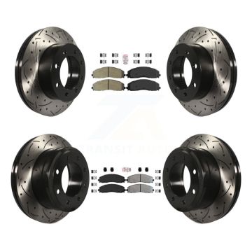 Front Rear Semi-Metallic Pad Drilled Slot Brake Rotor Kit For Ford F-250 Super Duty F-350 KDA-100619