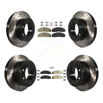 Front Rear Semi-Metallic Pad Drilled Slot Brake Rotor Kit For Ford F-250 Super Duty F-350 KDA-100620