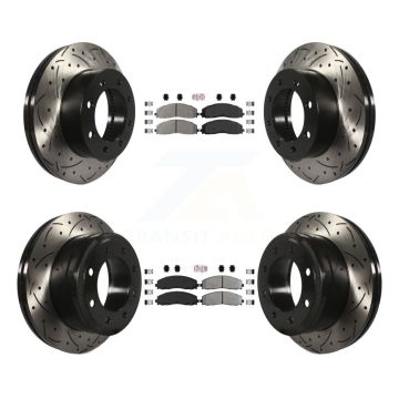 Front Rear Semi-Metallic Pad Drilled Slot Brake Rotor Kit For Ford F-250 Super Duty F-350 KDA-100621