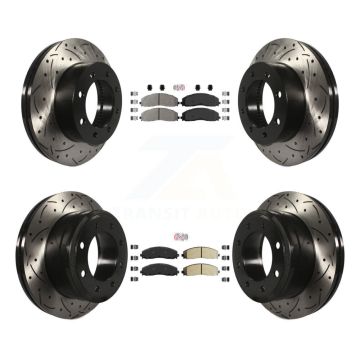 Front Rear Semi-Metallic Pad Drilled Slot Brake Rotor Kit For Ford F-250 Super Duty F-350 KDA-100622