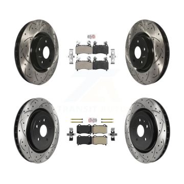 Front Rear Semi-Metallic Pad Drill Slot Brake Rotor Kit For 2010-2015 Chevrolet Camaro SS KDA-100623