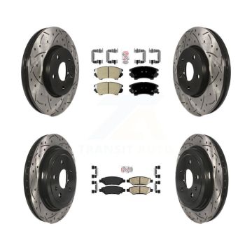 Front Semi-Metallic Rear Ceramic Pad Drill Slot Disc Brake Rotor Kit For Chevrolet Camaro KDA-100624