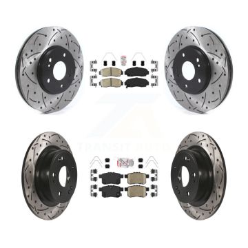 Front Rear Ceramic Pad Coated Drill Slot Disc Brake Rotors Kit For Honda Accord Acura TSX KDA-100625