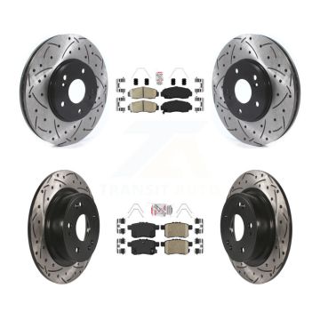 Front Rear Ceramic Pad Coated Drill Slot Disc Brake Rotors Kit For Honda Accord Acura TSX KDA-100626