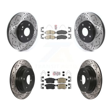 Front Rear Ceramic Pad Coated Drill Slot Disc Brake Rotors Kit For Honda Accord Acura TSX KDA-100627