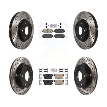 Front Rear Ceramic Pad Coated Drilled Slot Disc Brake Rotor Kit For Honda Civic Acura ILX KDA-100630