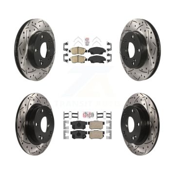 Front Rear Ceramic Pad Coat Drill Slot Disc Brake Rotors Kit For 2013-2015 Acura ILX 1.5L KDA-100631