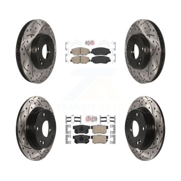 Front Rear Ceramic Pad Coat Drill Slot Disc Brake Rotors Kit For 2014-2015 Acura ILX 2.0L KDA-100634