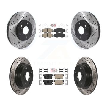Front Rear Ceramic Pads And Coated Drilled Slotted Disc Brake Rotors Kit For Honda Accord KDA-100636