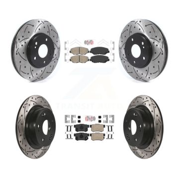 Front Rear Ceramic Pads And Coated Drilled Slotted Disc Brake Rotors Kit For Honda Accord KDA-100638