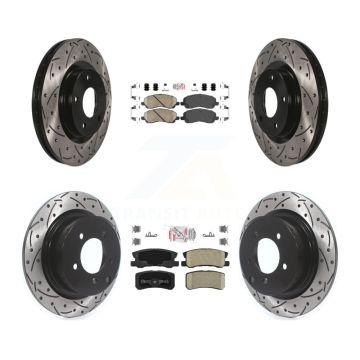 Front Rear Ceramic Pad Drill Slot Brake Rotors Kit For Jeep Mitsubishi Patriot Lancer RVR KDA-100647