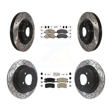 Front Rear Ceramic Pad Drill Slot Brake Rotors Kit For Jeep Mitsubishi Patriot Lancer RVR KDA-100648
