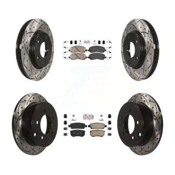 Front Rear Ceramic Pad & Drilled Slot Brake Rotor Kit For Mitsubishi Lancer Dodge Caliber KDA-100655