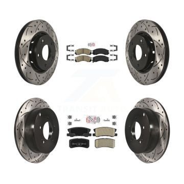 Front Rear Ceramic Pad Coated Drilled Slotted Disc Brake Rotors Kit For Mitsubishi Lancer KDA-100661