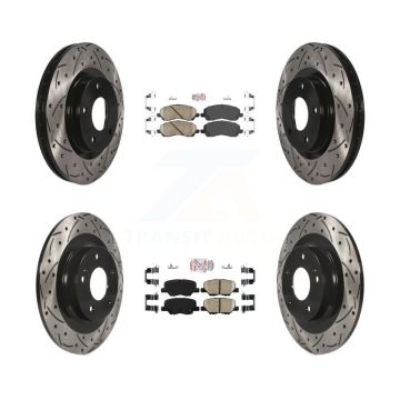 Front Rear Ceramic Pad Drill Slot Disc Brake Rotor Kit For Mitsubishi RVR Outlander Sport KDA-100663
