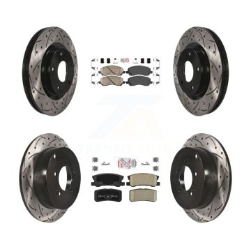 Front Rear Ceramic Pad Coated Drilled Slot Disc Brake Rotors Kit For Mitsubishi Outlander KDA-100675