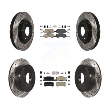 Front Rear Ceramic Pad Coated Drilled Slot Disc Brake Rotors Kit For Mitsubishi Outlander KDA-100676
