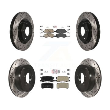Front Rear Ceramic Pad Coated Drilled Slot Disc Brake Rotors Kit For Mitsubishi Outlander KDA-100677
