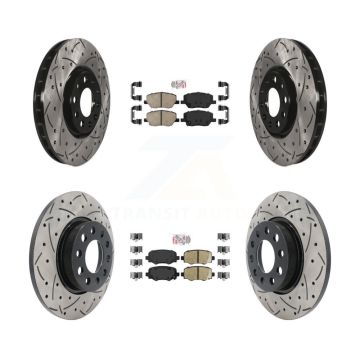 Front Rear Ceramic Pad Coated Drill Slot Disc Brake Rotor Kit For Jeep Renegade Fiat 500X KDA-100683