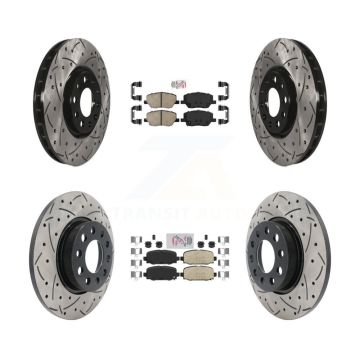 Front Rear Ceramic Pads And Coated Drilled Slotted Disc Brake Rotors Kit For Jeep Compass KDA-100684
