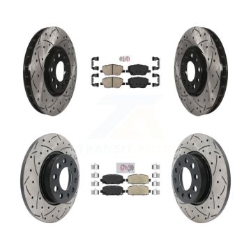 Front Rear Ceramic Pads And Coated Drilled Slotted Disc Brake Rotors Kit For Jeep Compass KDA-100685