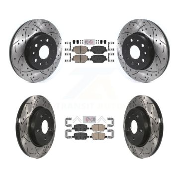 Front Rear Ceramic Pad & Coated Drilled Slotted Disc Brake Rotor Kit For Chevrolet Camaro KDA-100687