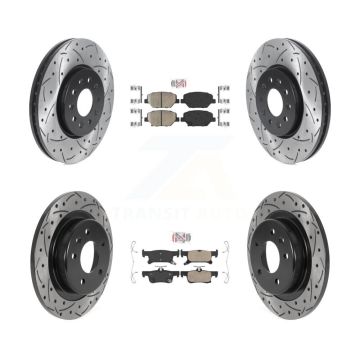 Front Rear Ceramic Pad And Coated Drilled Slotted Disc Brake Rotor Kit For Buick Envision KDA-100706