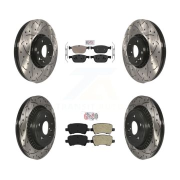 Front Ceramic Rear Semi-Metallic Pad Drill Slot Brake Rotors Kit For 2010-2015 Volvo XC60 KDA-100708