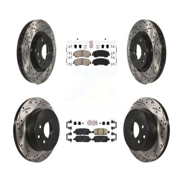 Front Rear Ceramic Pad & Drilled Slot Disc Brake Rotor Kit For Nissan Rogue Sport Qashqai KDA-100711