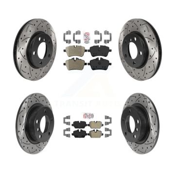 Front Rear Semi-Metallic Pad Drilled Slot Disc Brake Rotor Kit For Mini Cooper Countryman KDA-100722