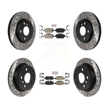 Front Semi-Metallic Rear Ceramic Pad Coat Drill Slot Disc Brake Rotor Kit For Mini Cooper KDA-100728