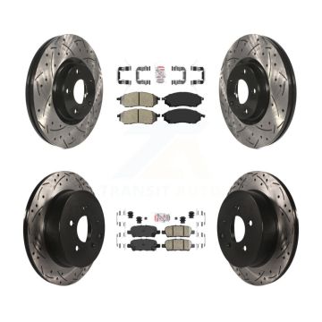 Front Semi-Metallic Rear Ceramic Pad Drilled Slot Disc Brake Rotors Kit For Nissan Murano KDA-100741